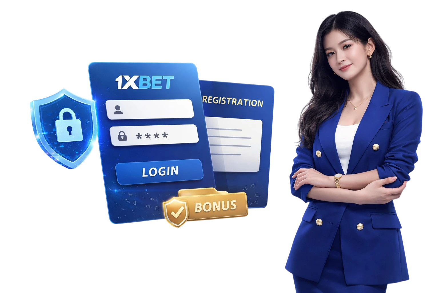 1xBet 로그인 및 회원가입 화면